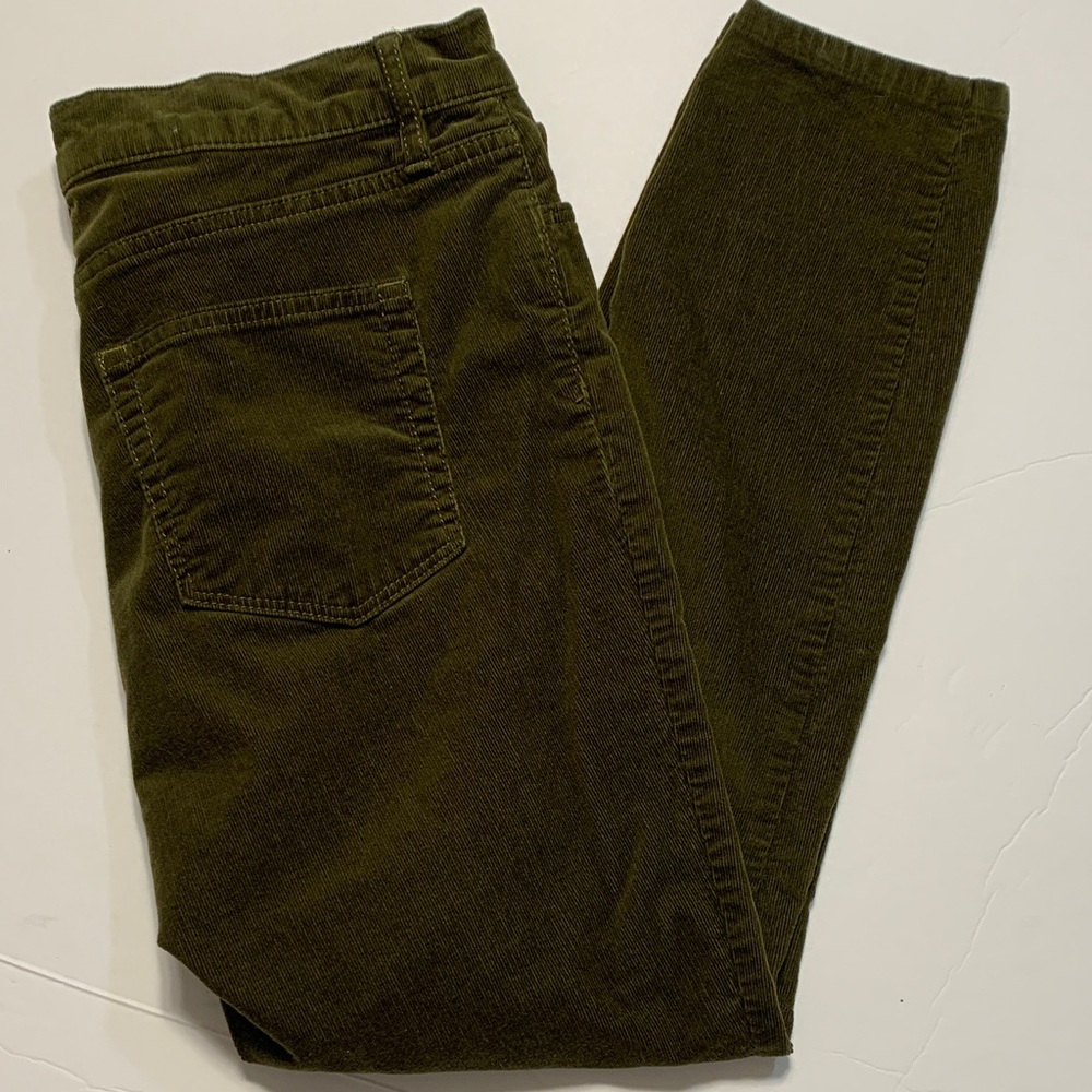 Olive Green Corduroy PantsLoft size 10 high waist skinny - Picture 6 of 6